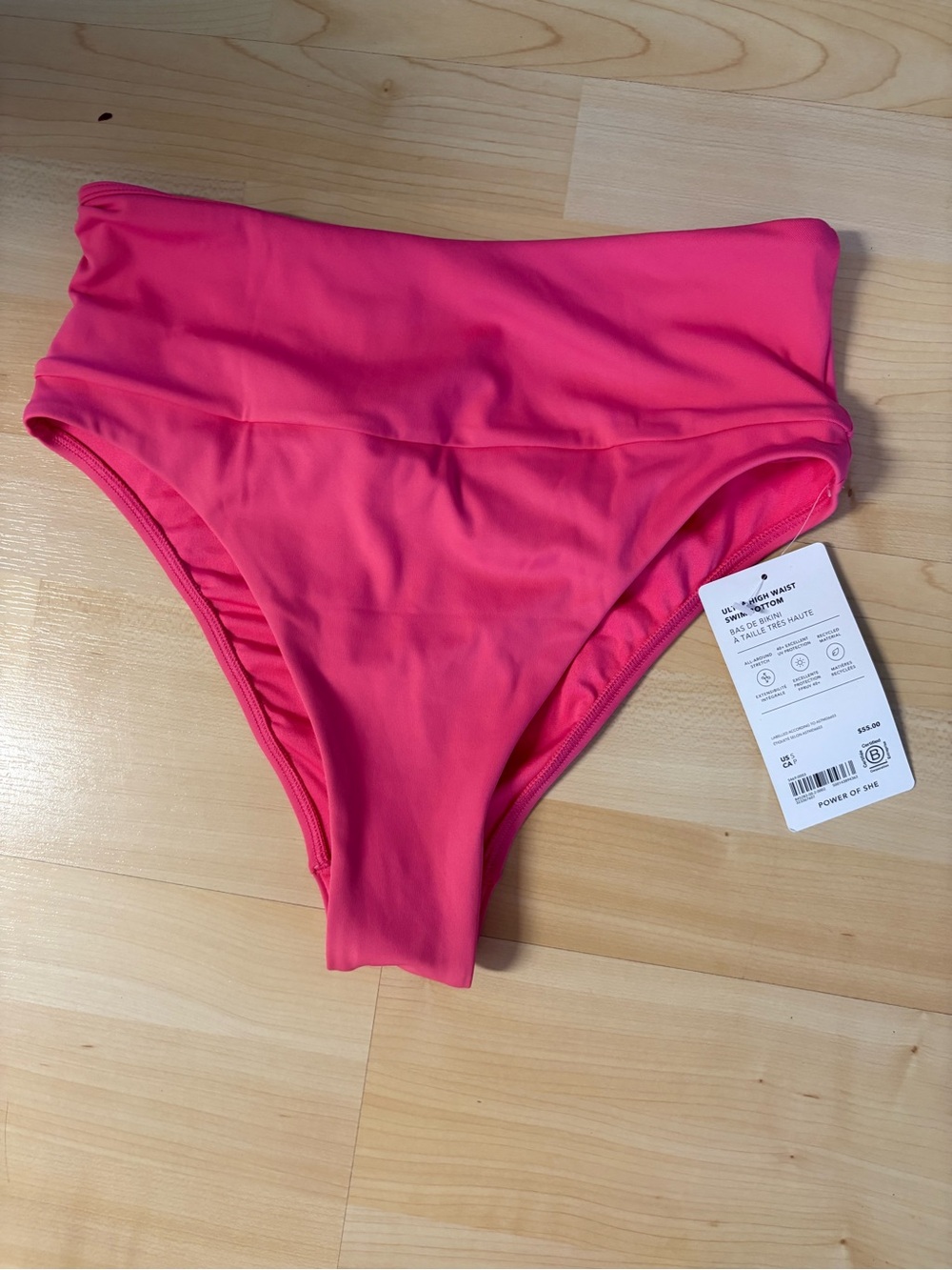 Athleta Ultra High Waisted Cheeky Bikini Bottom in cerise